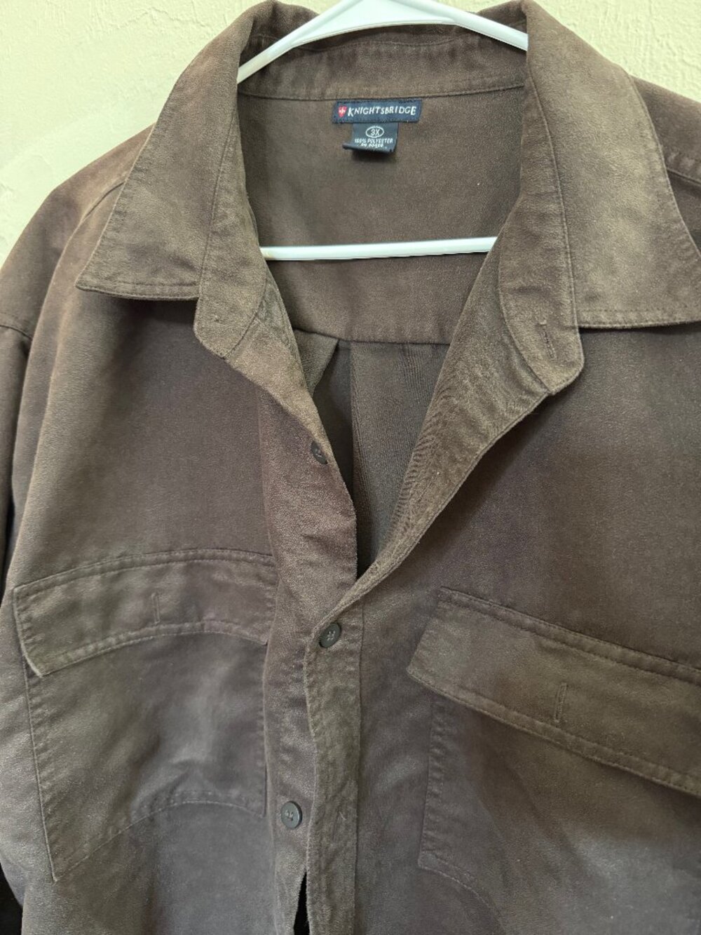 Knightsbridge Men's 3X Brown Soft Brushed Microfiber Button Shirt Overshirt
